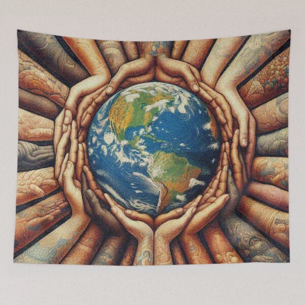 Item preview, Hands Holding Earth – Unity in Diversity, World Peace and Environmental Art designed and sold by Illuministique.
