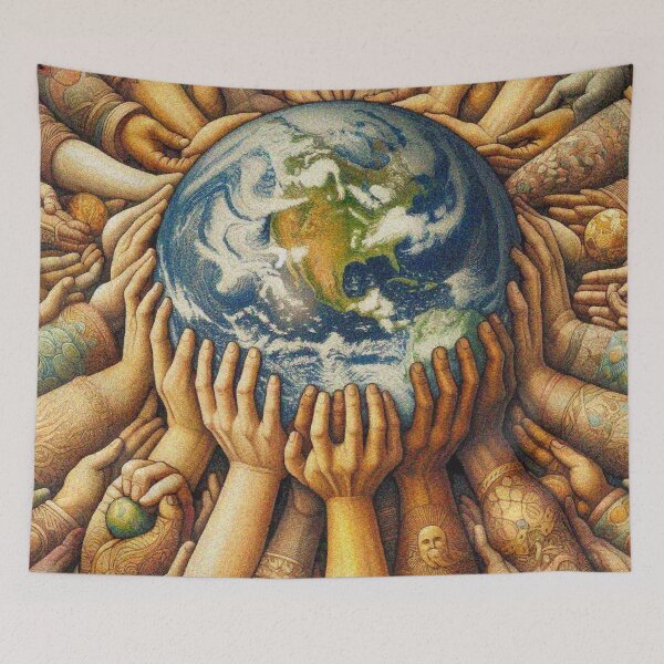 Item preview, Hands Holding Earth – Unity in Diversity, World Peace and Environmental Art designed and sold by Illuministique.