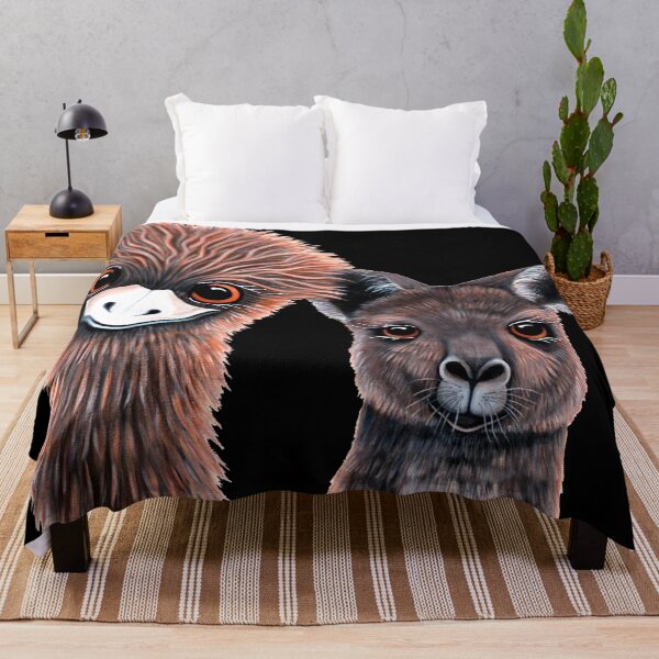 Emu and Kangaroo Throw Blanket