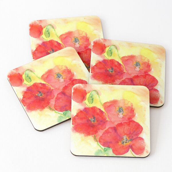 Item preview, Red poppies watercolor painting designed and sold by KarenKaspar.