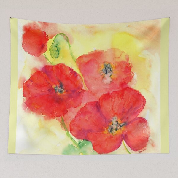 Item preview, Red poppies watercolor painting designed and sold by KarenKaspar.