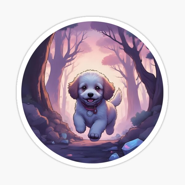 Item preview, A cute Cavoodle running through the forest   designed and sold by thespiritgarden.