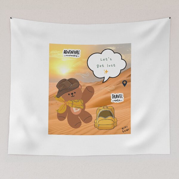 Item preview, Mono bear message – Let’s get lost (photo background, dreamy desert mood) designed and sold by mintmono-studio.