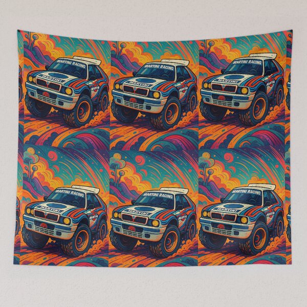 Item preview, Legendary Rally Car Racing Through Psychedelic Colorful Abstract Landscape designed and sold by RevUpDesign.