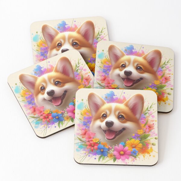 Item preview, Floral Corgi Delight – Sweet & Colorful Portrait designed and sold by Cuddle critters.