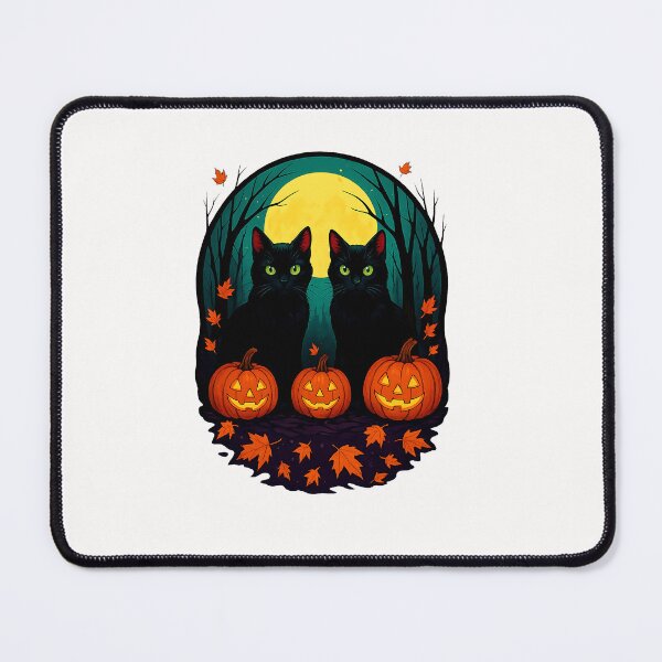 Item preview, Black Cats with Pumpkins under Full Moon on Halloween designed and sold by TalalosART.