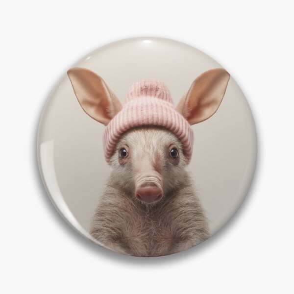 Item preview, Cozy Aardvark Wearing Pink Winter Hat Trendy Animal Fashion Artwork designed and sold by LazyOwlStore.