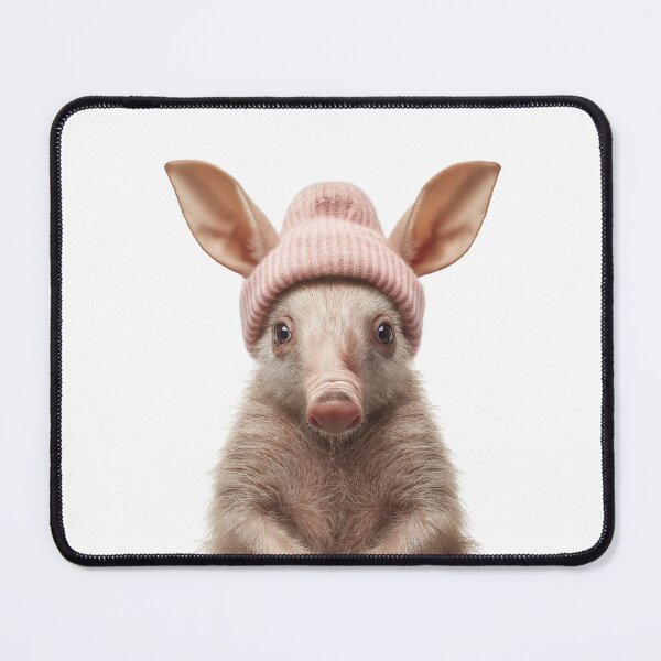 Item preview, Cozy Aardvark Wearing Pink Winter Hat Trendy Animal Fashion Artwork designed and sold by LazyOwlStore.