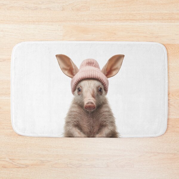 Item preview, Cozy Aardvark Wearing Pink Winter Hat Trendy Animal Fashion Artwork designed and sold by LazyOwlStore.