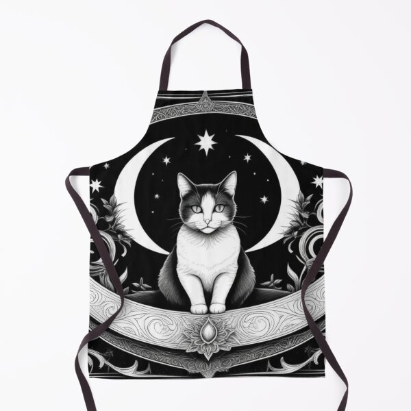 Item preview, Celestial Cat with Crescent Moon – Art Nouveau Dreamscape designed and sold by LEO'S CREATURE れおずくりーちゃー.