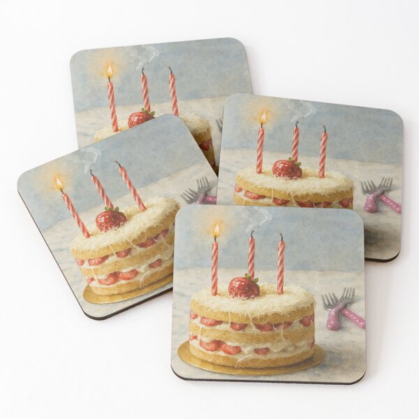 Item preview, Strawberry Layer Cake with Candle designed and sold by Pacika.
