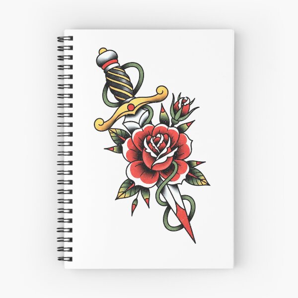 Item preview, Traditional dagger and rose tattoo sticker designed and sold by P1yu5h.