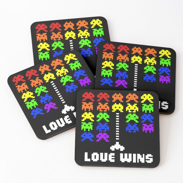 Item preview, PRIDE Collection: Space Invaders "LOVE WINS" (Pixel Art) designed and sold by Rebecca Creates....