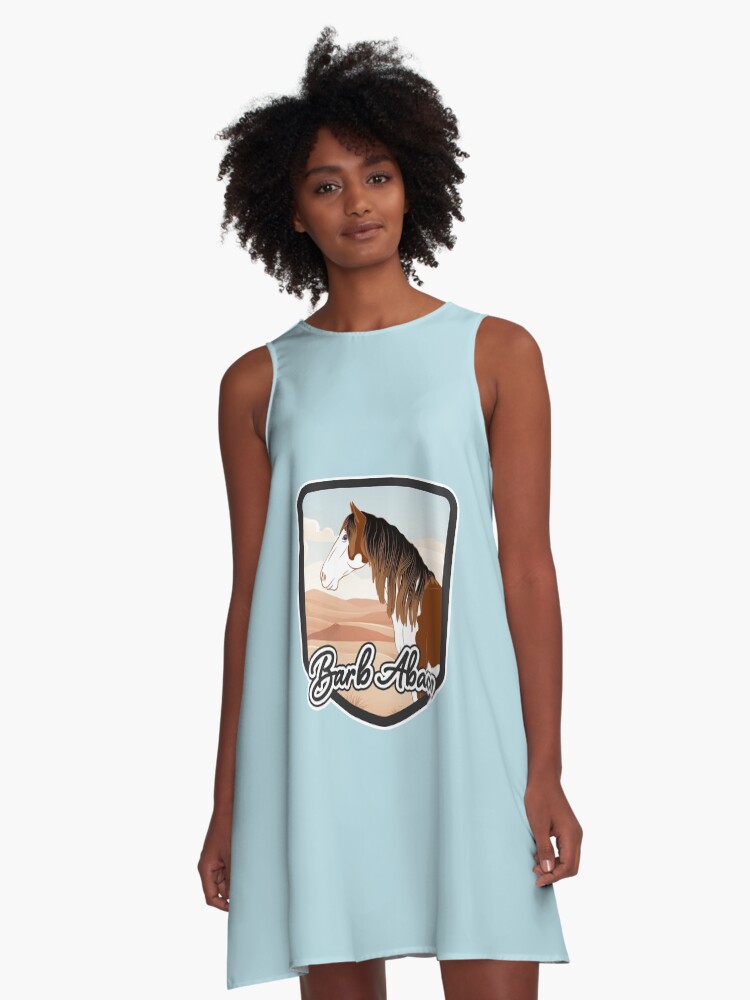 Aperçu 1 sur 4. Robe trapèze avec l'œuvre Cheval d'Abaco, blason et armoirie cheval pie, cheval sauvage, races de chevaux des Bahamas créée et vendue par WebEquitation.