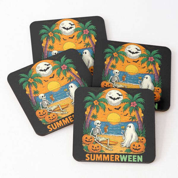 Item preview, Summerween Skeleton Beach Party Halloween Vibes designed and sold by cawtoon.