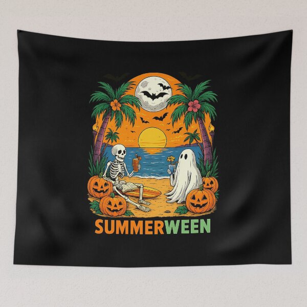 Item preview, Summerween Skeleton Beach Party Halloween Vibes designed and sold by cawtoon.