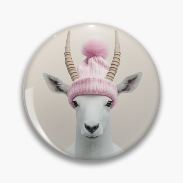 Item preview, Cozy Addax Wearing Pink Winter Hat Trendy Animal Fashion Artwork designed and sold by LazyOwlStore.