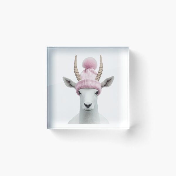 Item preview, Cozy Addax Wearing Pink Winter Hat Trendy Animal Fashion Artwork designed and sold by LazyOwlStore.