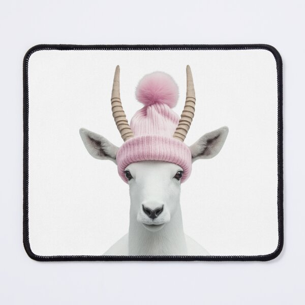 Item preview, Cozy Addax Wearing Pink Winter Hat Trendy Animal Fashion Artwork designed and sold by LazyOwlStore.