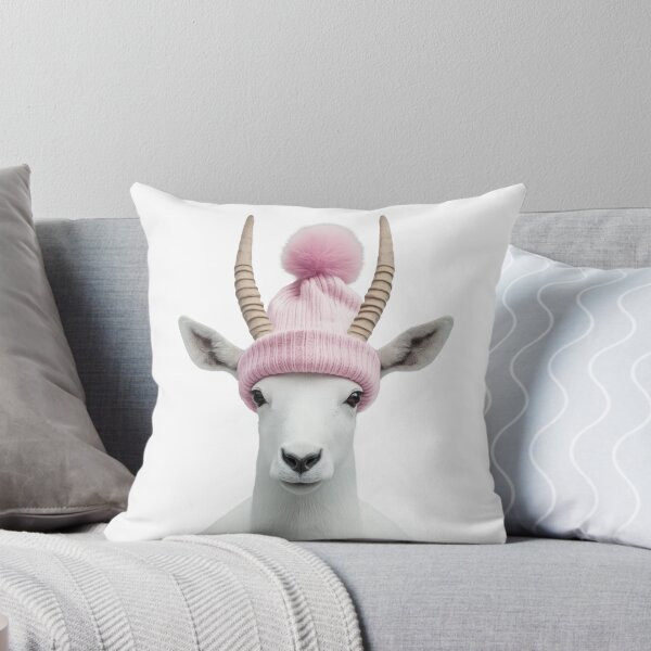 Item preview, Cozy Addax Wearing Pink Winter Hat Trendy Animal Fashion Artwork designed and sold by LazyOwlStore.