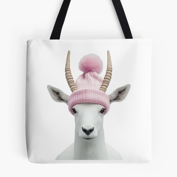 Item preview, Cozy Addax Wearing Pink Winter Hat Trendy Animal Fashion Artwork designed and sold by LazyOwlStore.