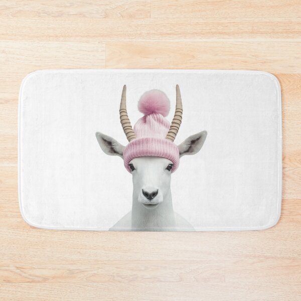 Item preview, Cozy Addax Wearing Pink Winter Hat Trendy Animal Fashion Artwork designed and sold by LazyOwlStore.