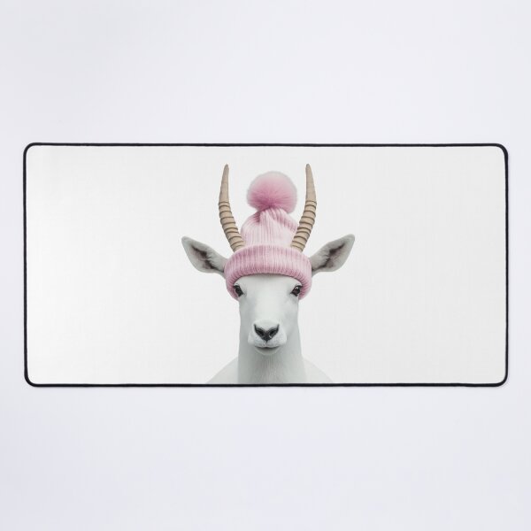 Item preview, Cozy Addax Wearing Pink Winter Hat Trendy Animal Fashion Artwork designed and sold by LazyOwlStore.