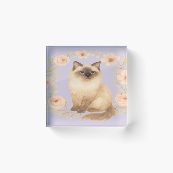 Item preview, Birman Cat Floral Watercolour Illustration  designed and sold by Brontox.