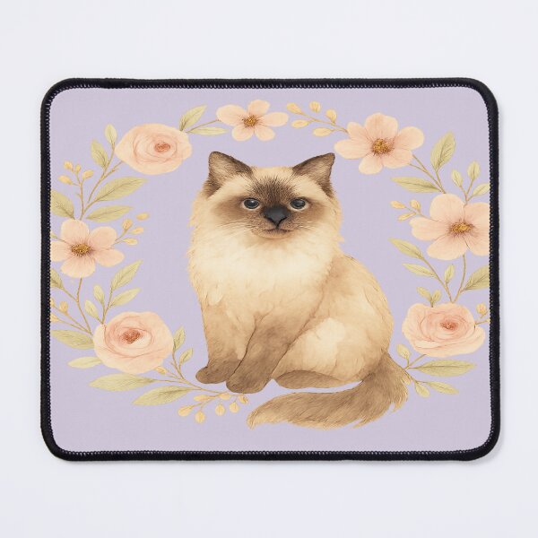 Item preview, Birman Cat Floral Watercolour Illustration designed and sold by Brontox.