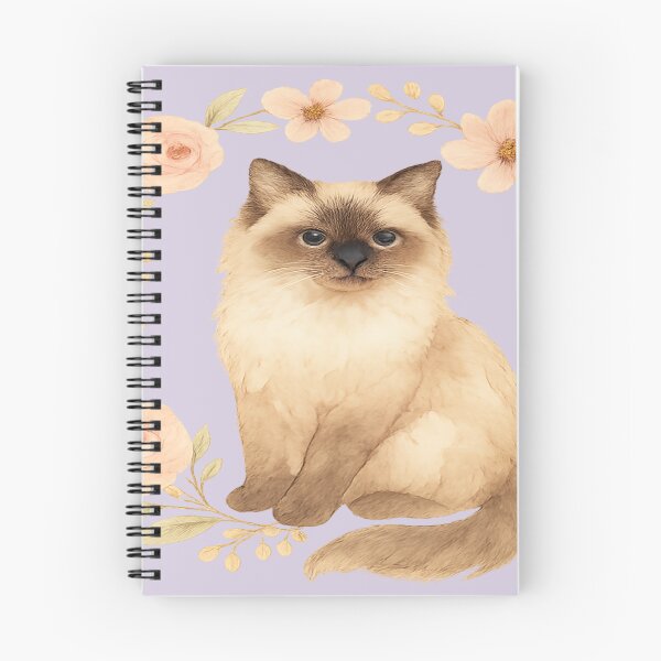 Item preview, Birman Cat Floral Watercolour Illustration  designed and sold by Brontox.