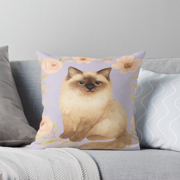 Item preview, Birman Cat Floral Watercolour Illustration  designed and sold by Brontox.