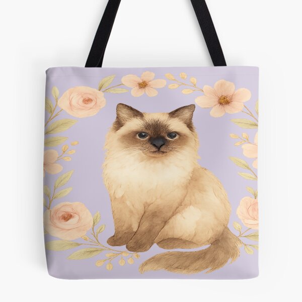 Item preview, Birman Cat Floral Watercolour Illustration  designed and sold by Brontox.