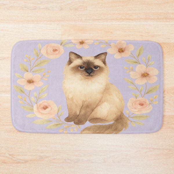 Item preview, Birman Cat Floral Watercolour Illustration  designed and sold by Brontox.