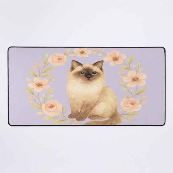 Item preview, Birman Cat Floral Watercolour Illustration  designed and sold by Brontox.