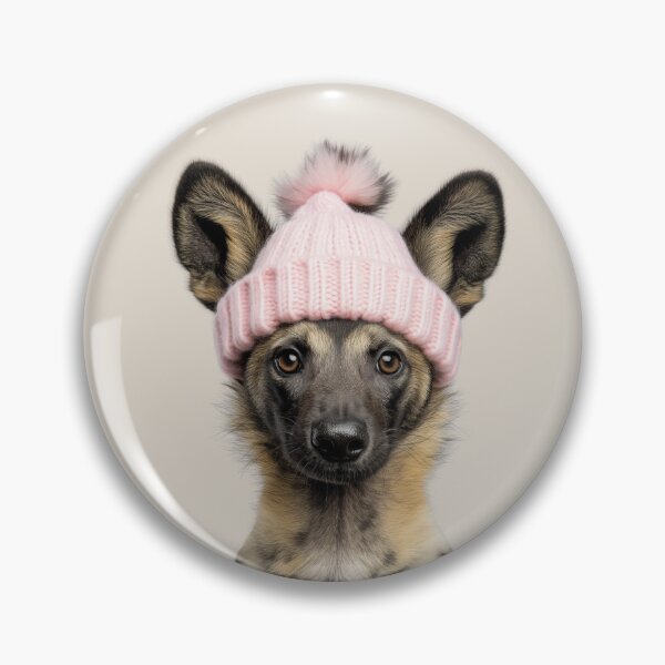 Item preview, Cozy African wild dog Wearing Pink Winter Hat Trendy Animal Fashion Artwork designed and sold by LazyOwlStore.
