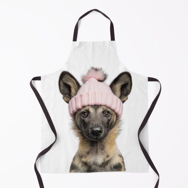 Item preview, Cozy African wild dog Wearing Pink Winter Hat Trendy Animal Fashion Artwork designed and sold by LazyOwlStore.