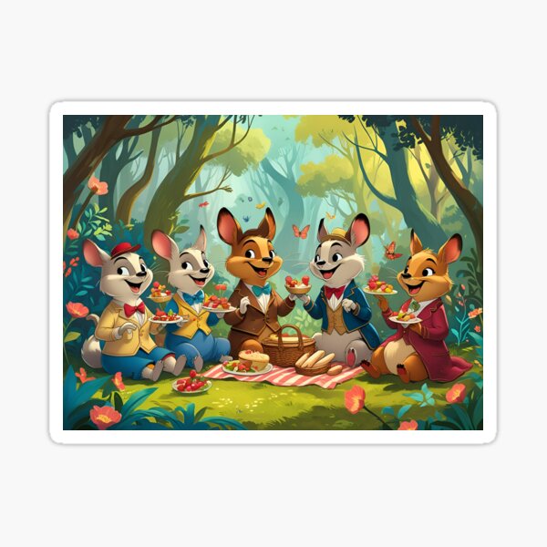 Item preview, Whimsical Animal Picnic in Enchanted Forest designed and sold by VB-Fashion.