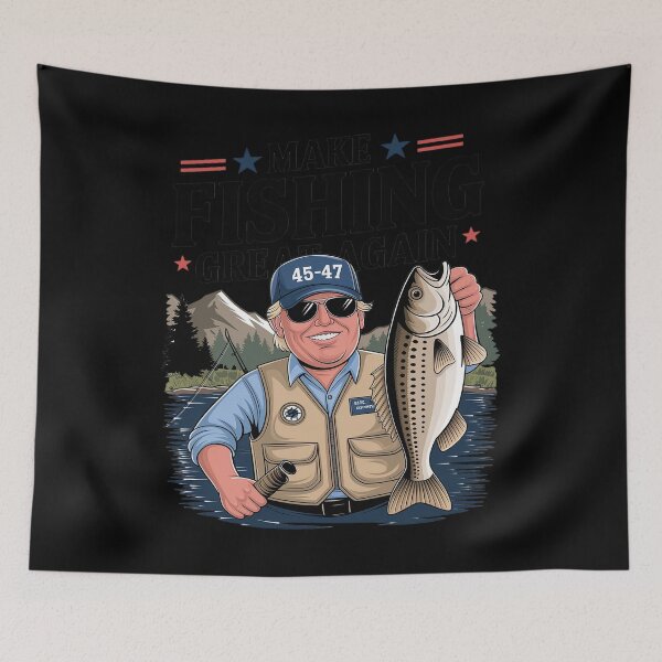 Item preview, Make Fishing Great Again USA Flag Vintage Funny Trump 45 47 designed and sold by splindoershop.