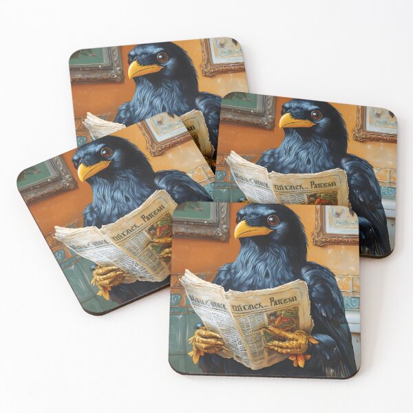 Item preview, Animal Black Bird Reading Newspaper Toilet Time Bathroom Humor Whimsical designed and sold by telchimabukar.