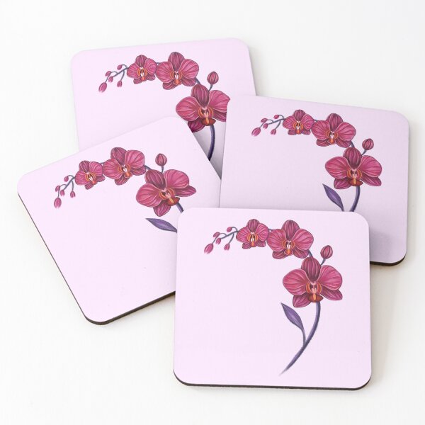 Item preview, Violet Pink Orchid Flower branch illustration designed and sold by Scarlet Swan.