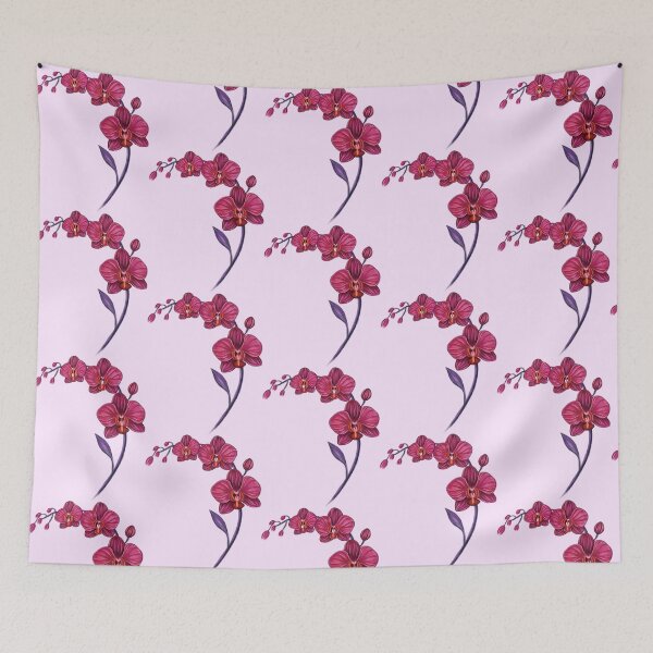 Item preview, Violet Pink Orchid Flower branch illustration designed and sold by Scarlet Swan.