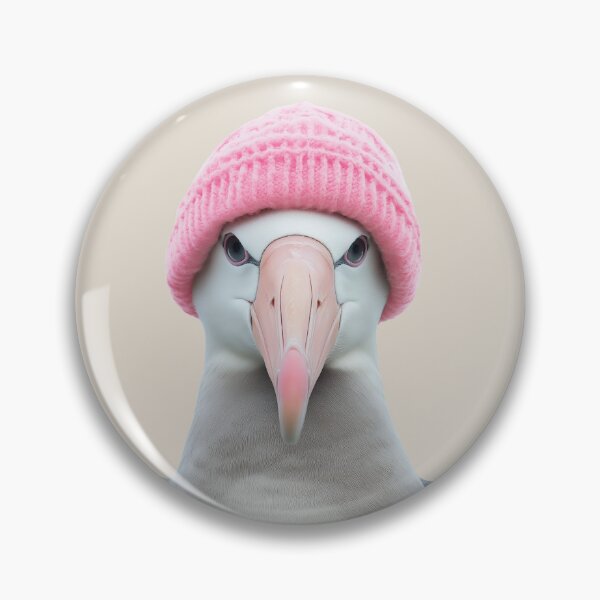 Item preview, Cozy Albatross Wearing Pink Winter Hat Trendy Animal Fashion Artwork designed and sold by LazyOwlStore.