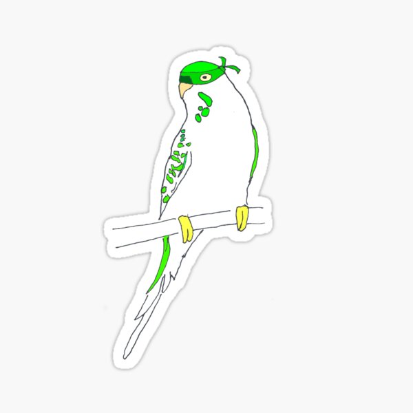 Green Budgie Ninja – Avian Rebel Art Sticker
