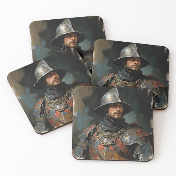 Item preview, Medieval English Soldier vintage style portrait art designed and sold by Vintage Designs +.
