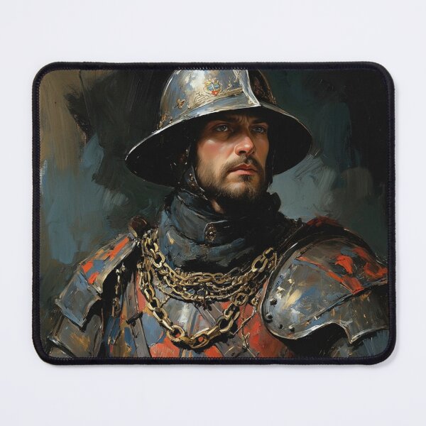 Item preview, Medieval English Soldier vintage style portrait art designed and sold by Vintage Designs +.