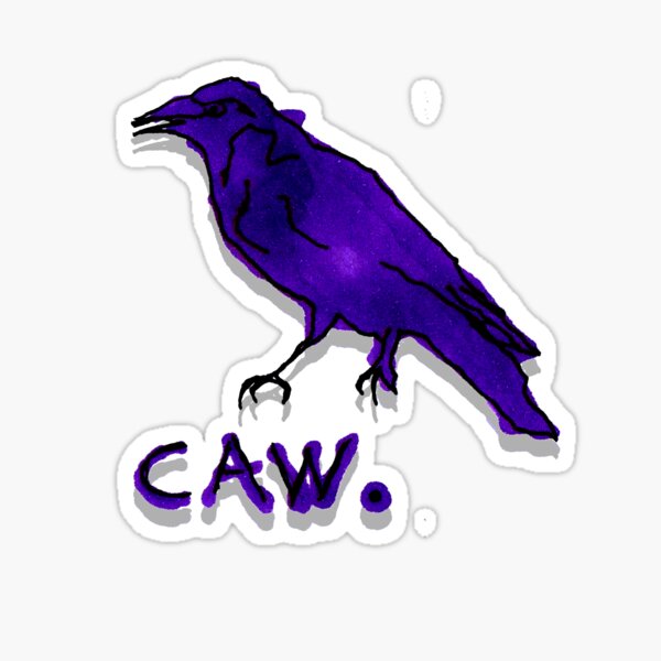 Purple Raven Shouts “Caw.” – Battle Cry Art Sticker