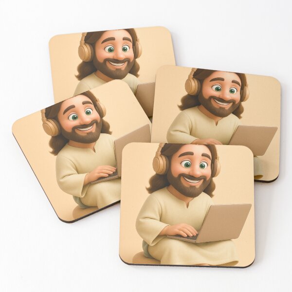 Item preview, Cute 3D Cartoon Jesus Holding a Flower – Wholesome Christian Art Design designed and sold by CrossCrafted.