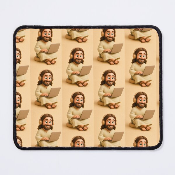 Item preview, Cute 3D Cartoon Jesus Holding a Flower – Wholesome Christian Art Design designed and sold by CrossCrafted.
