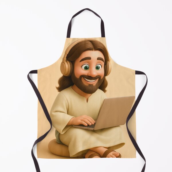 Item preview, Cute 3D Cartoon Jesus Holding a Flower – Wholesome Christian Art Design designed and sold by CrossCrafted.