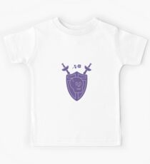 Skull, shield, two crossed swords, clover. Kids Tee